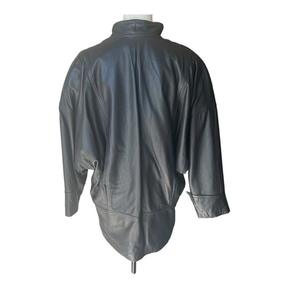 80's Vintage Italian Bally Power Shoulder Leather Jacket Size 10 Italy - Picture 2 of 4